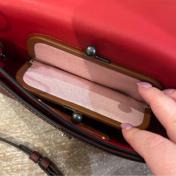 Coach Dinky Glovetanned Leather Crossbody Bag Burgundy Red - Picture 12 of 14